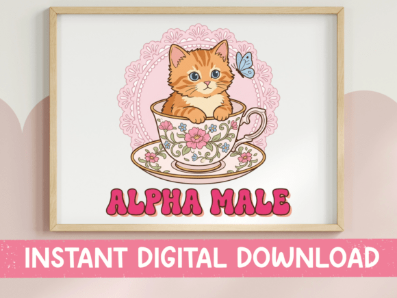 Alpha Male Cat Teacup Pink SVG