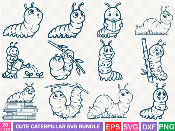 Cute Caterpillar SVG Bundle