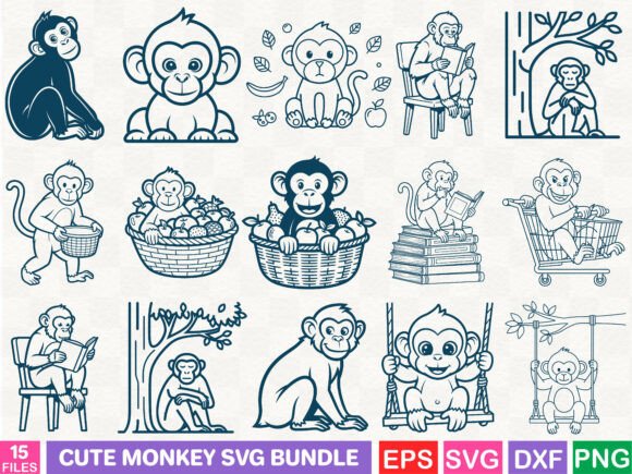 Cute Monkey SVG Bundle