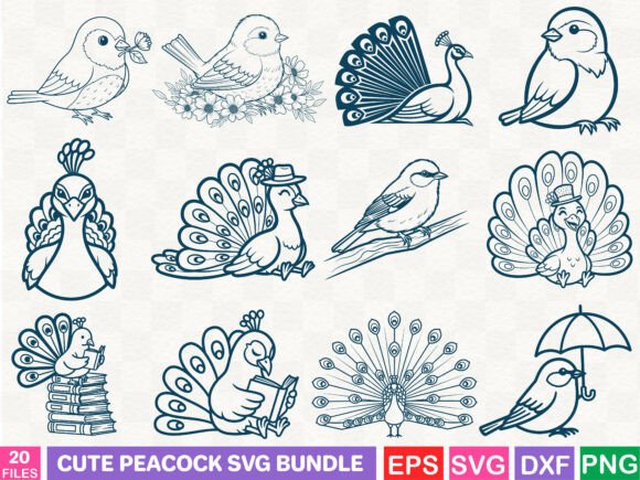 Cute Peacock SVG Bundle
