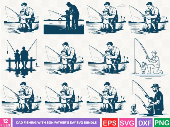 Dad Fishing with Son Father’s Day SVG