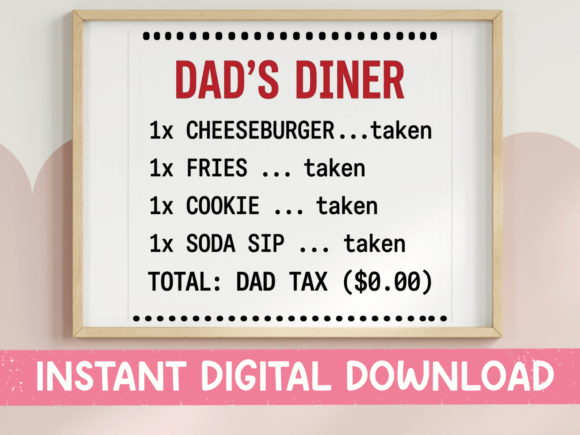 Dads Diner Receipt SVG PNG