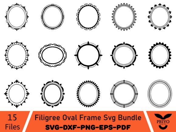 Filigree Oval Frame SVG Bundle