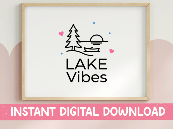 Lake Vibes Minimal Line Art SVG