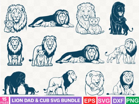 Lion Dad Cub SVG Bundle