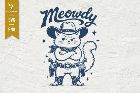 Meowdy Funny Western Cowboy Cat SVG PNG