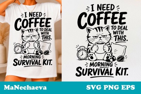 Sarcastic Cat Quote SVG Coffee Survival