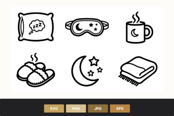 Sleep Icons Pillow Mask Mug Slippers