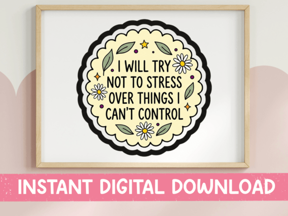 Stress Less Cream Daisy Wreath SVG